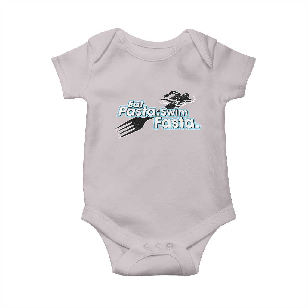 Funny Swimmer Baby Onesie Eat Pasta Swim Fasta Fork Swimming TS11 Ice Gray Print Your Wear