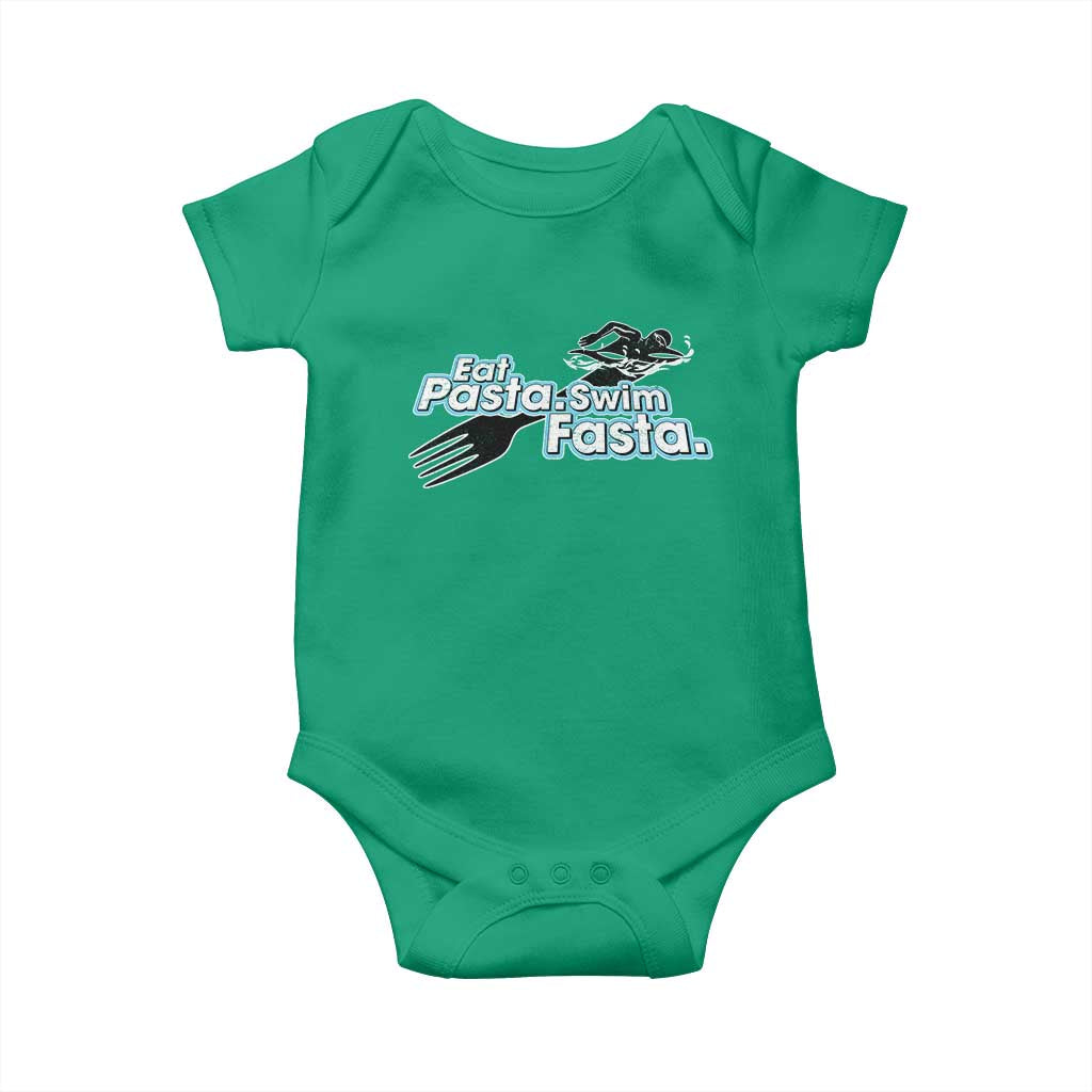 Funny Swimmer Baby Onesie Eat Pasta Swim Fasta Fork Swimming TS11 Irish Green Print Your Wear