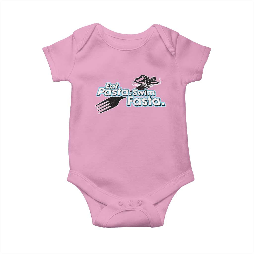Funny Swimmer Baby Onesie Eat Pasta Swim Fasta Fork Swimming TS11 Light Pink Print Your Wear