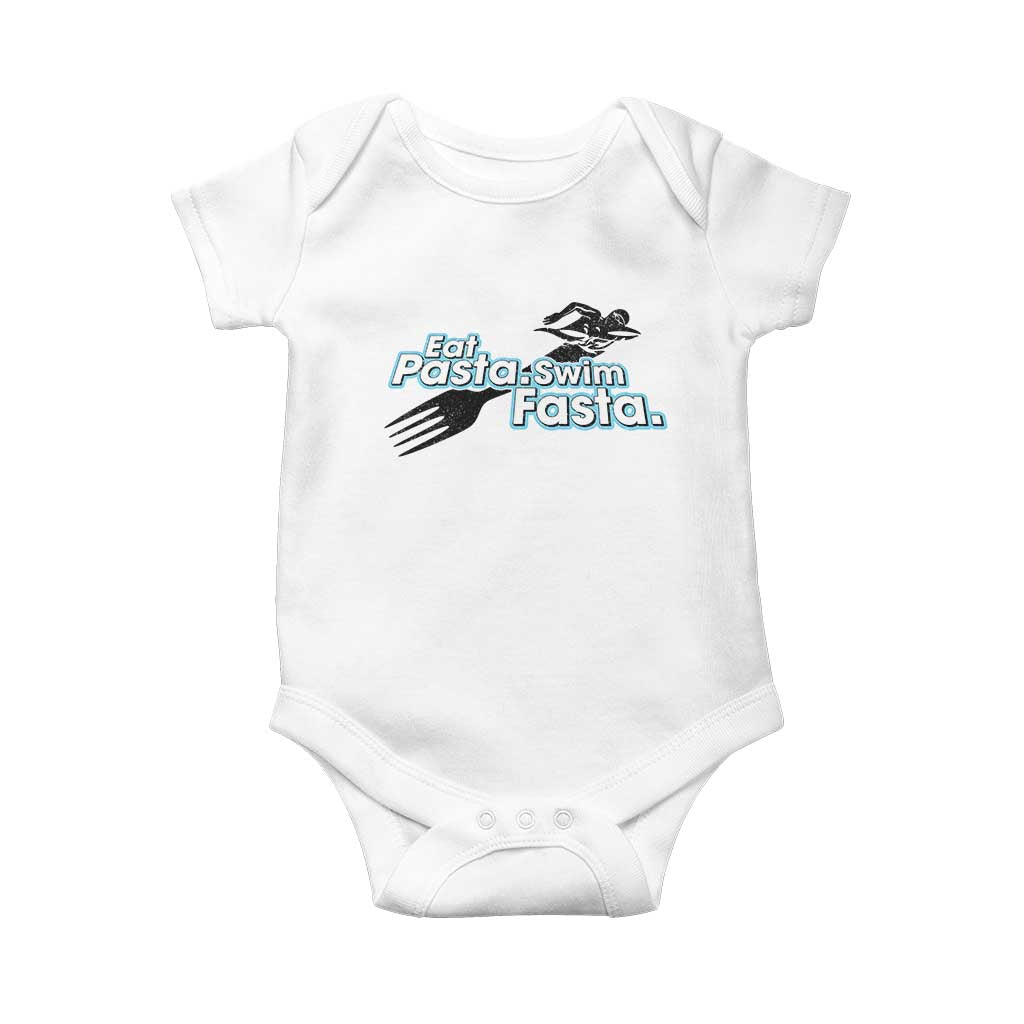 Funny Swimmer Baby Onesie Eat Pasta Swim Fasta Fork Swimming TS11 White Print Your Wear