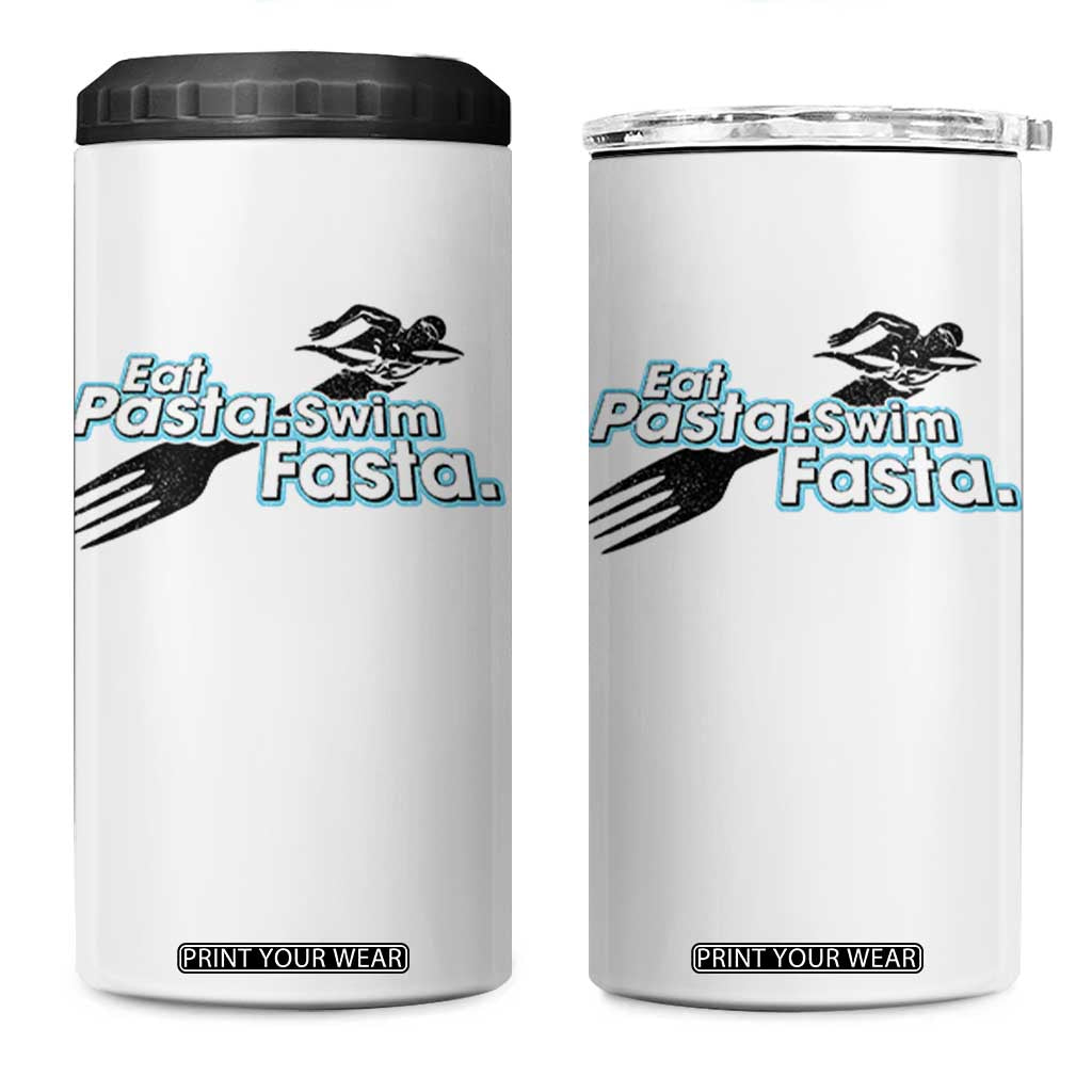 Funny Swimmer 4 in 1 Can Cooler Tumbler Eat Pasta Swim Fasta Fork Swimming TS11 One Size: 16 oz White Print Your Wear