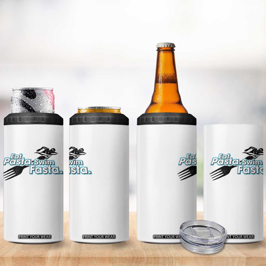 Funny Swimmer 4 in 1 Can Cooler Tumbler Eat Pasta Swim Fasta Fork Swimming TS11 Print Your Wear