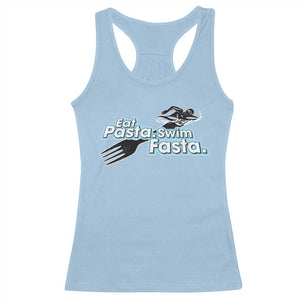 Funny Swimmer Racerback Tank Top Eat Pasta Swim Fasta Fork Swimming TS11 Light Blue Print Your Wear