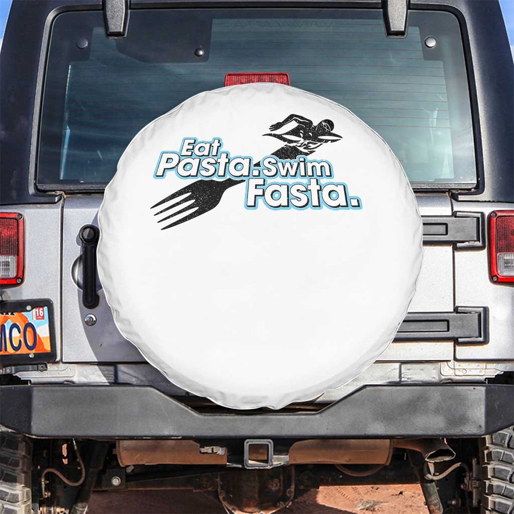 Funny Swimmer Spare Tire Cover Eat Pasta Swim Fasta Fork Swimming TS11 No hole White Print Your Wear