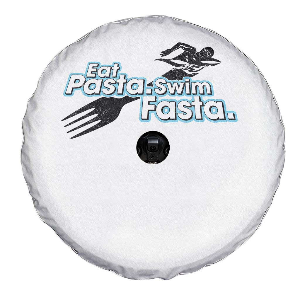 Funny Swimmer Spare Tire Cover Eat Pasta Swim Fasta Fork Swimming TS11 Print Your Wear