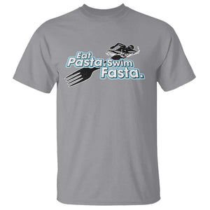 Funny Swimmer T Shirt Eat Pasta Swim Fasta Fork Swimming TS11 Sport Gray Print Your Wear