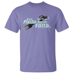 Funny Swimmer T Shirt Eat Pasta Swim Fasta Fork Swimming TS11 Violet Print Your Wear
