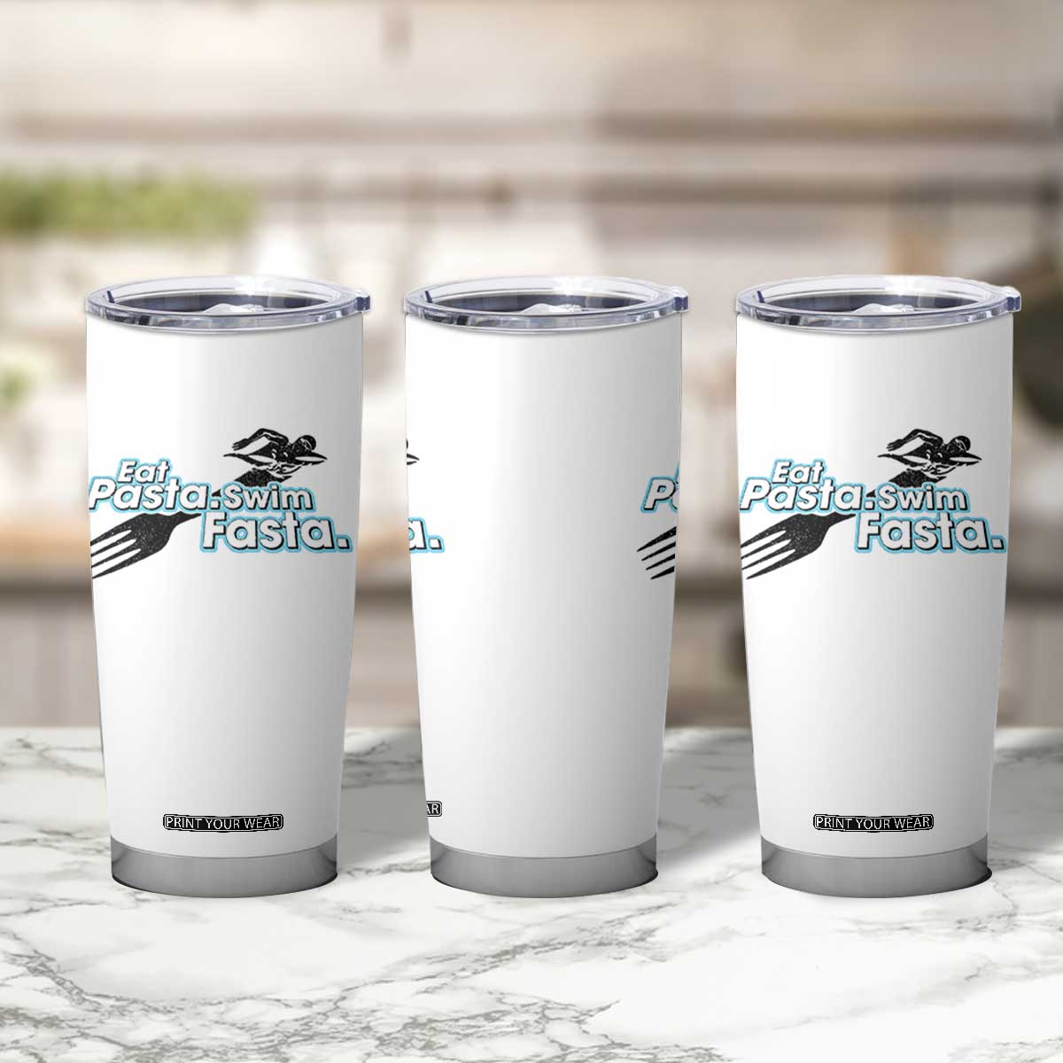 Funny Swimmer Tumbler Cup Eat Pasta Swim Fasta Fork Swimming TS11 Print Your Wear