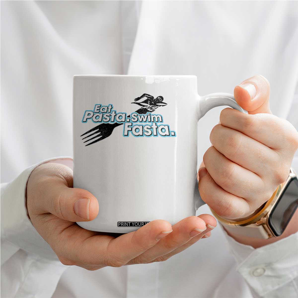 Funny Swimmer Coffee Mug Eat Pasta Swim Fasta Fork Swimming TS11 Print Your Wear