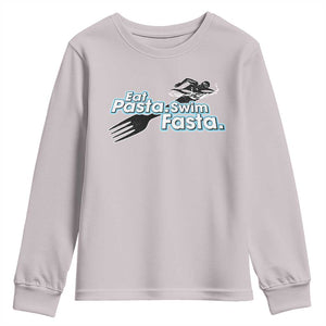Funny Swimmer Youth Sweatshirt Eat Pasta Swim Fasta Fork Swimming TS11 Ice Gray Print Your Wear