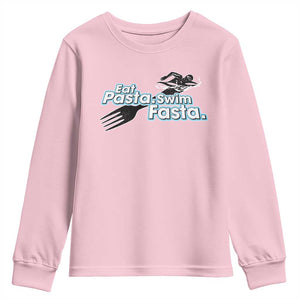 Funny Swimmer Youth Sweatshirt Eat Pasta Swim Fasta Fork Swimming TS11 Light Pink Print Your Wear