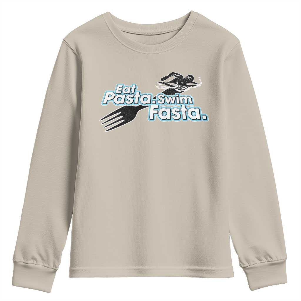 Funny Swimmer Youth Sweatshirt Eat Pasta Swim Fasta Fork Swimming TS11 Sand Print Your Wear