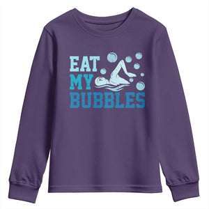 Funny Swimming Youth Sweatshirt Eat My Bubbles Swim Sarcastic TS11 Purple Print Your Wear