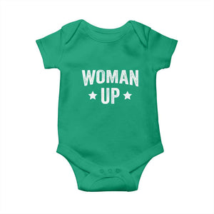 Woman Up Baby Onesie Fitness Gym Workout Feminist TS11 Irish Green Print Your Wear