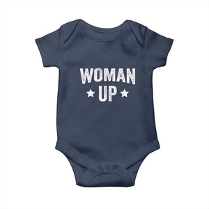 Woman Up Baby Onesie Fitness Gym Workout Feminist TS11 Navy Print Your Wear