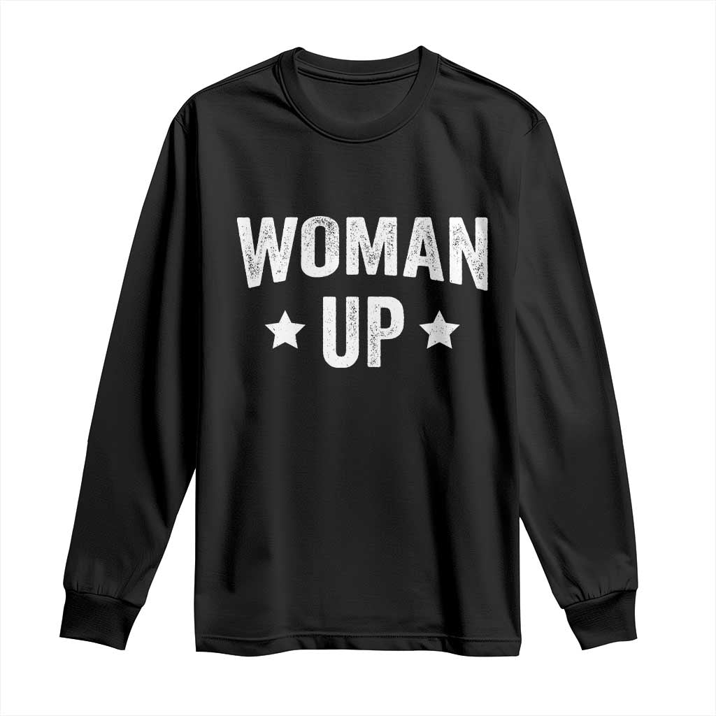 Woman Up Long Sleeve Shirt Fitness Gym Workout Feminist TS11 Black Print Your Wear
