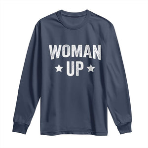 Woman Up Long Sleeve Shirt Fitness Gym Workout Feminist TS11 Navy Print Your Wear