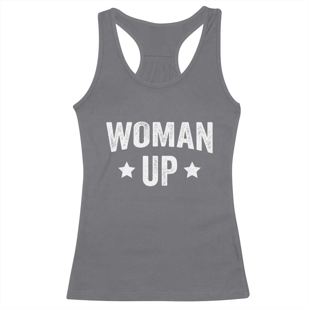 Woman Up Racerback Tank Top Fitness Gym Workout Feminist TS11 Charcoal Print Your Wear