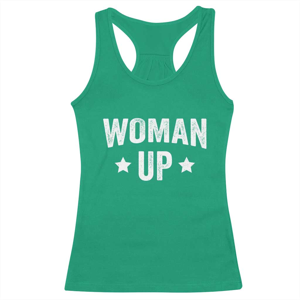 Woman Up Racerback Tank Top Fitness Gym Workout Feminist TS11 Irish Green Print Your Wear