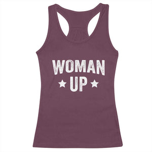 Woman Up Racerback Tank Top Fitness Gym Workout Feminist TS11 Maroon Print Your Wear