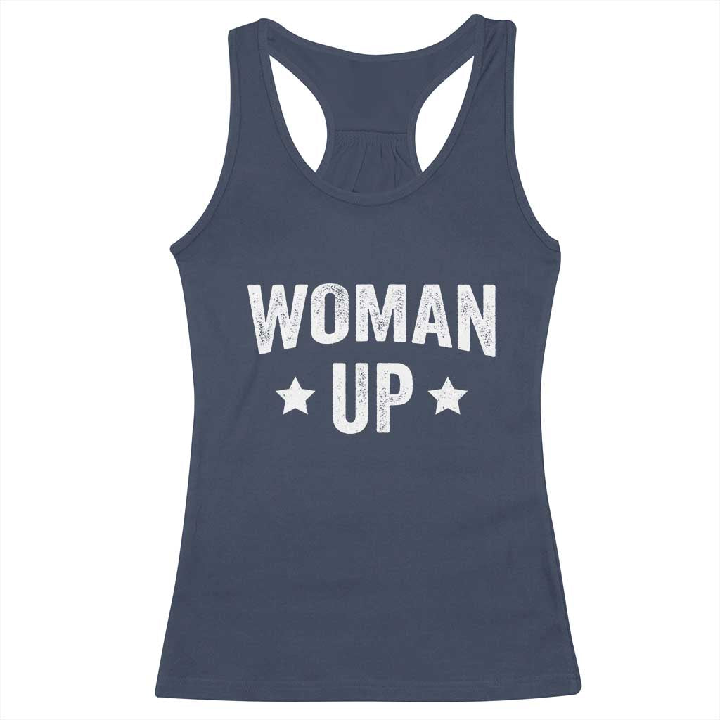 Woman Up Racerback Tank Top Fitness Gym Workout Feminist TS11 Navy Print Your Wear