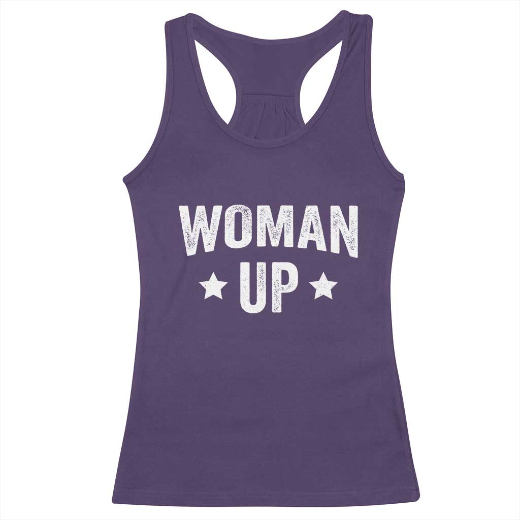 Woman Up Racerback Tank Top Fitness Gym Workout Feminist TS11 Purple Print Your Wear
