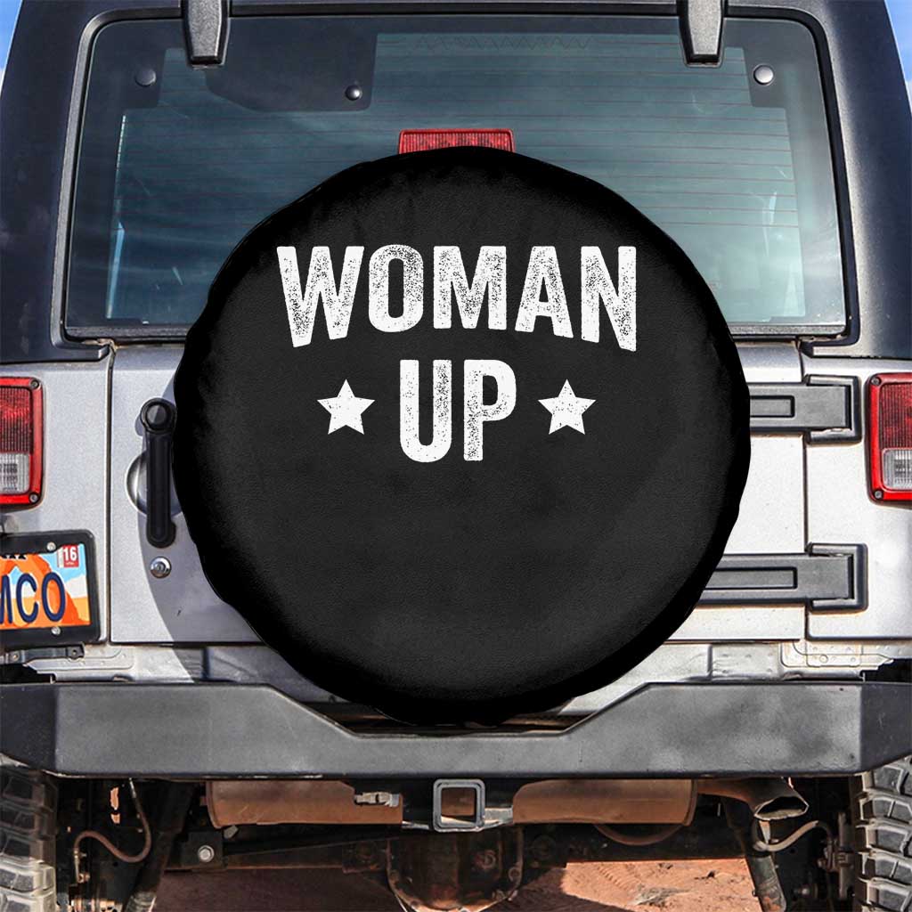 Woman Up Spare Tire Cover Fitness Gym Workout Feminist TS11 No hole Black Print Your Wear