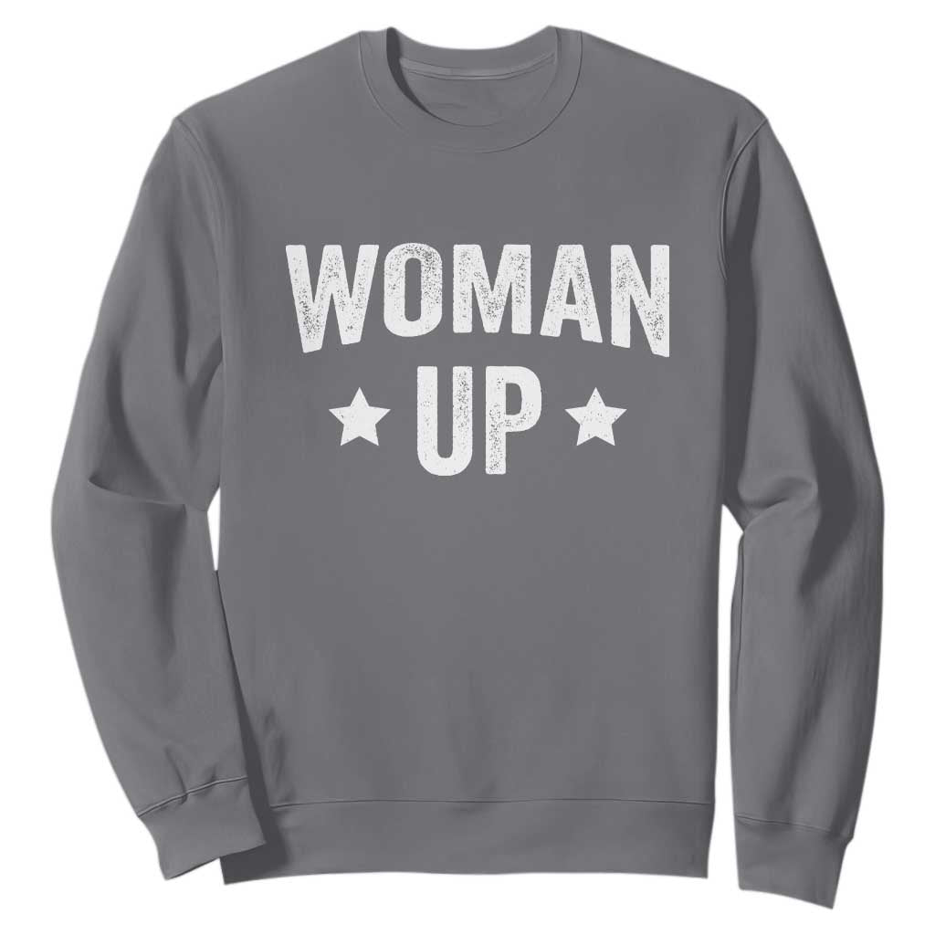 Woman Up Sweatshirt Fitness Gym Workout Feminist TS11 Charcoal Print Your Wear