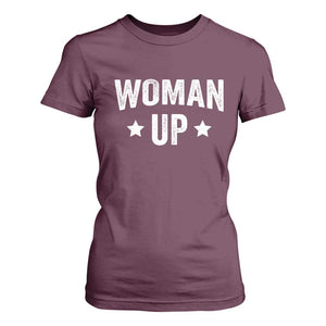 Woman Up T Shirt For Women Fitness Gym Workout Feminist TS11 Maroon Print Your Wear