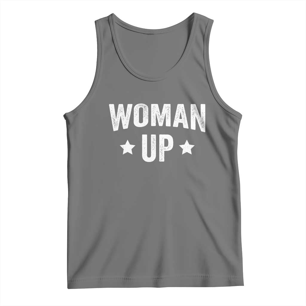 Woman Up Tank Top Fitness Gym Workout Feminist TS11 Black Heather Print Your Wear