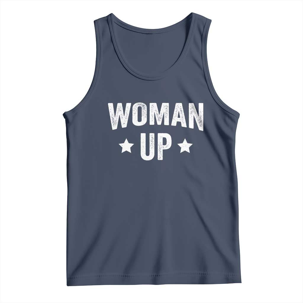 Woman Up Tank Top Fitness Gym Workout Feminist TS11 Navy Print Your Wear