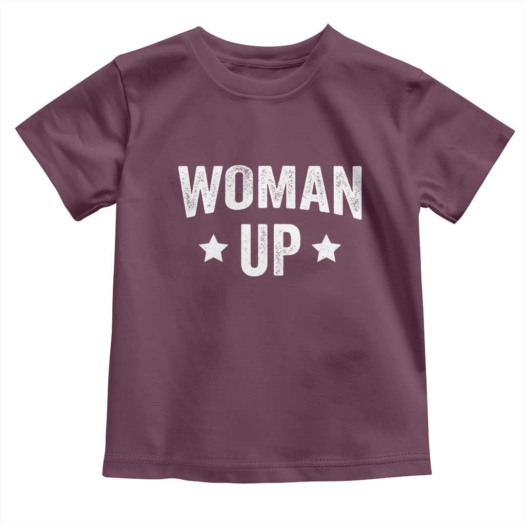 Woman Up Toddler T Shirt Fitness Gym Workout Feminist TS11 Maroon Print Your Wear
