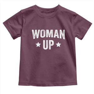 Woman Up Toddler T Shirt Fitness Gym Workout Feminist TS11 Maroon Print Your Wear