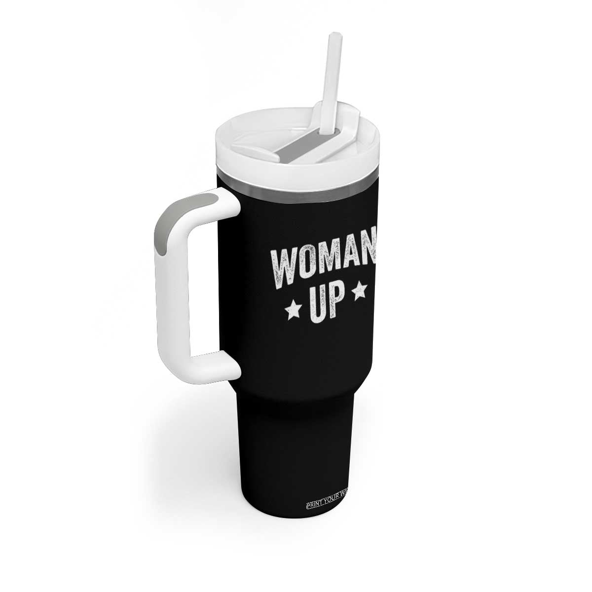 Woman Up Tumbler With Handle Fitness Gym Workout Feminist TS11 Print Your Wear