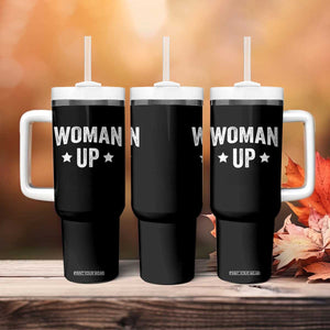 Woman Up Tumbler With Handle Fitness Gym Workout Feminist TS11 Print Your Wear