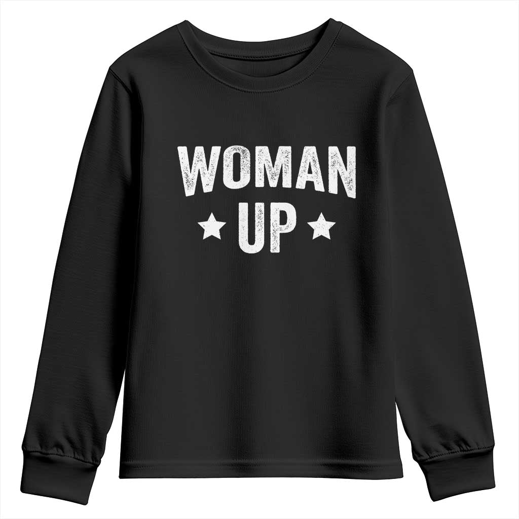 Woman Up Youth Sweatshirt Fitness Gym Workout Feminist TS11 Black Print Your Wear