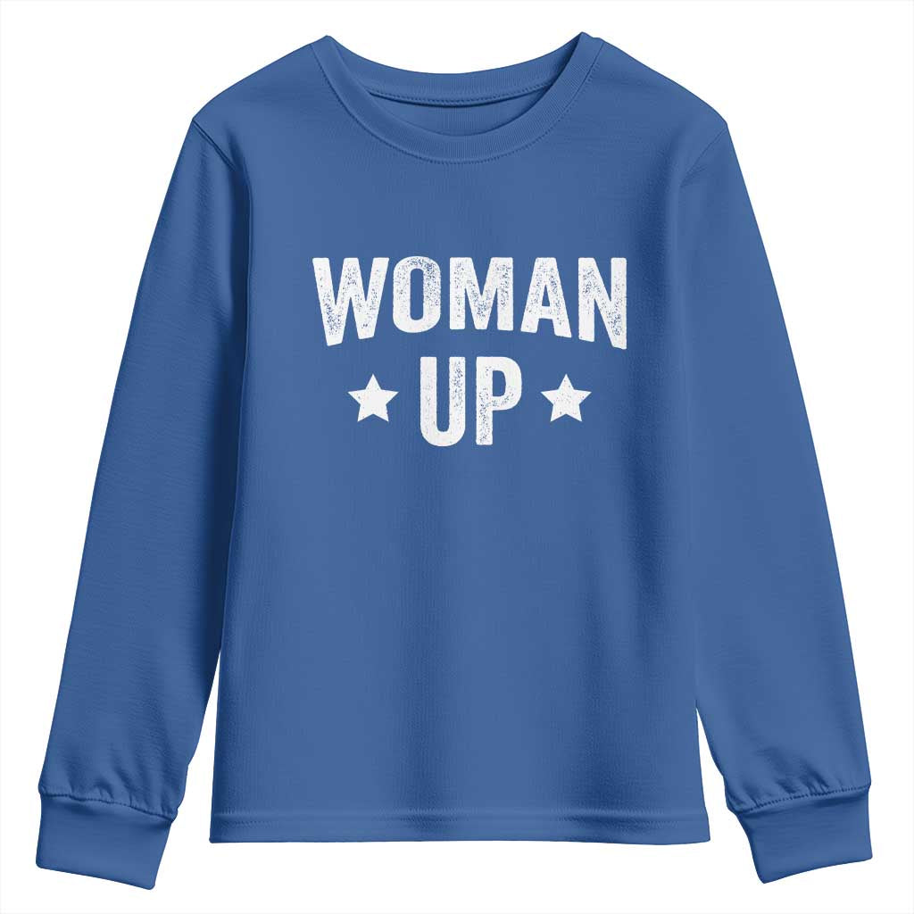 Woman Up Youth Sweatshirt Fitness Gym Workout Feminist TS11 Royal Blue Print Your Wear