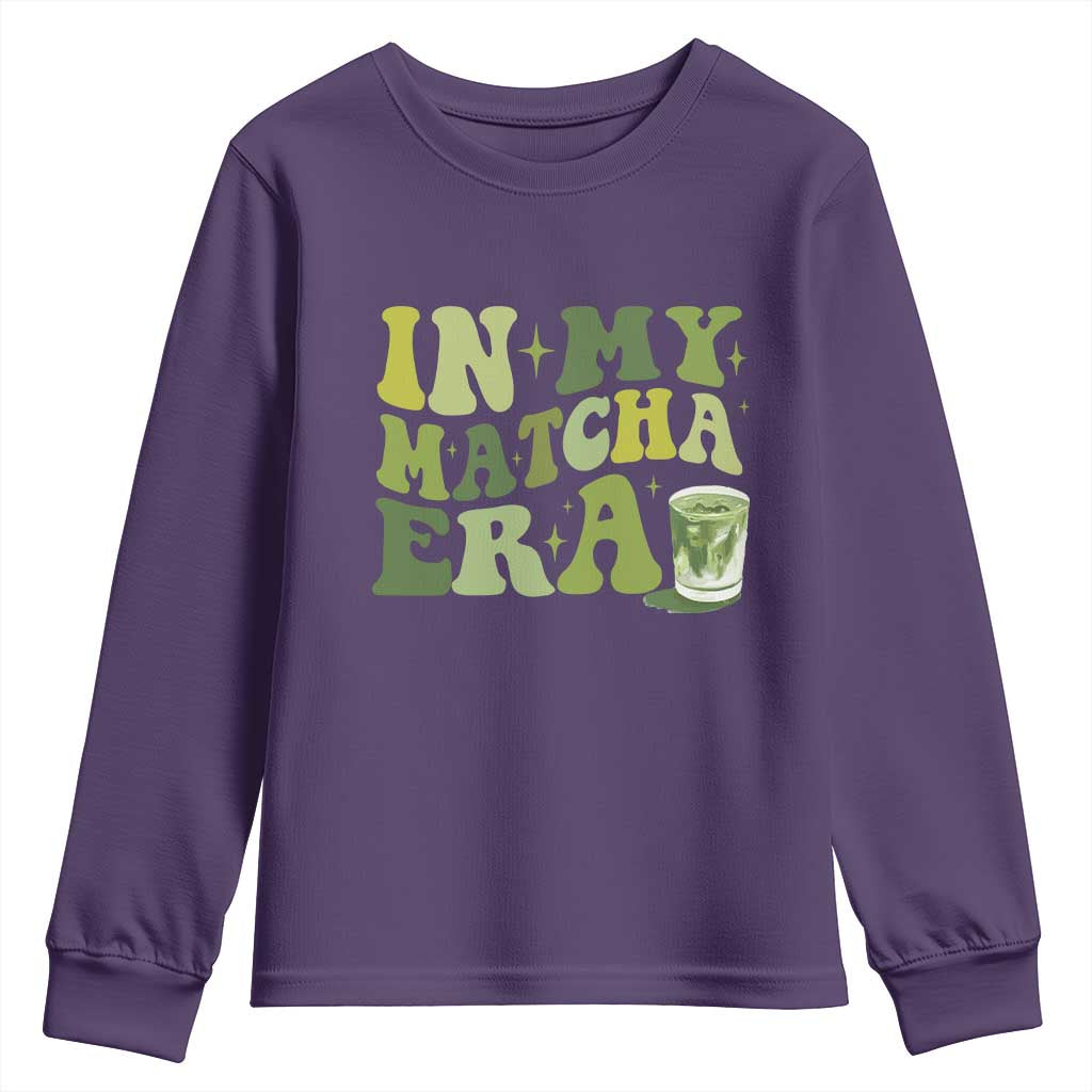 In My Matcha Era Youth Sweatshirt Matcha Latte Lover TS11 Purple Print Your Wear