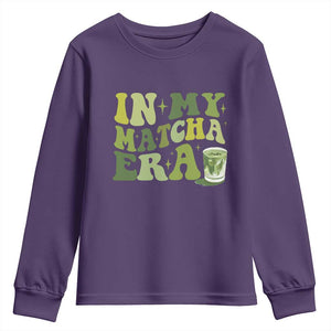In My Matcha Era Youth Sweatshirt Matcha Latte Lover TS11 Purple Print Your Wear