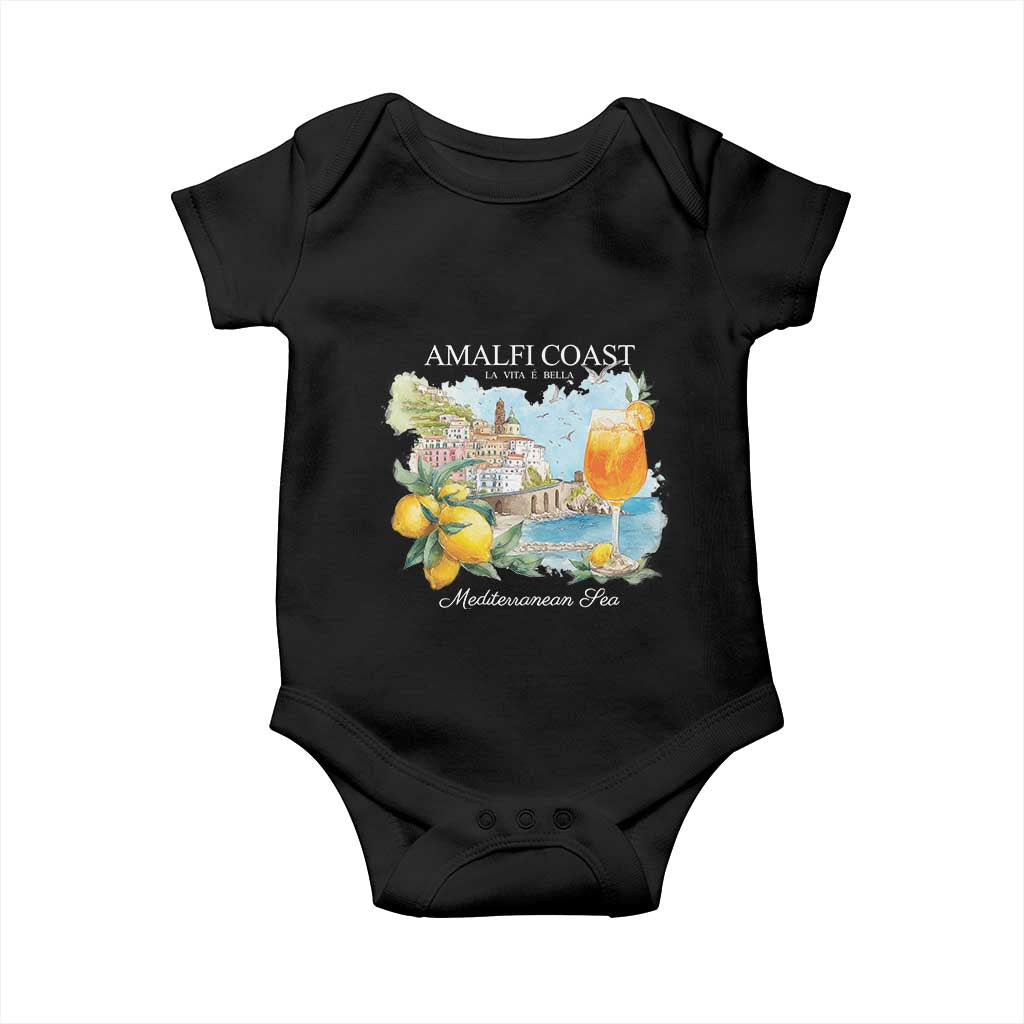 Amalfi Coast Italy Travel Baby Onesie La Vita E Bella Lemon Travel Souvenir TS11 Black Print Your Wear