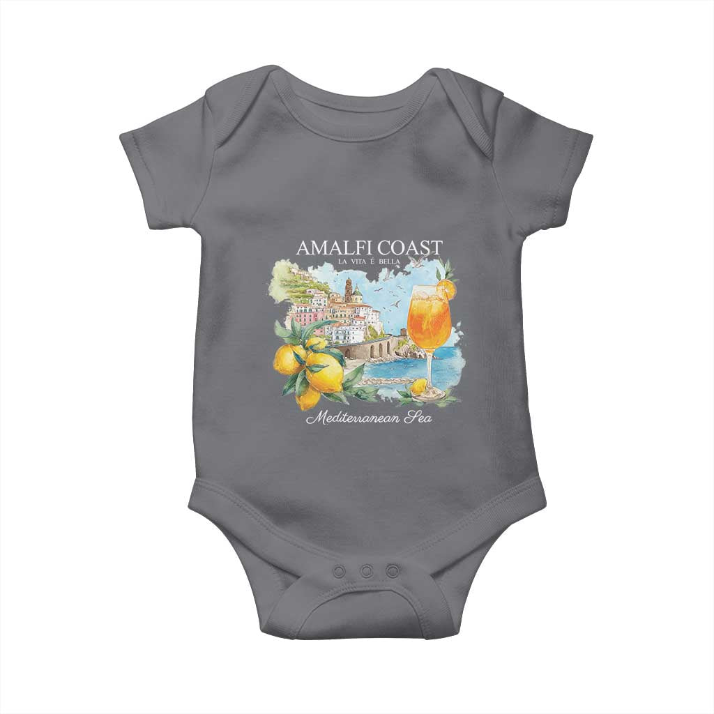 Amalfi Coast Italy Travel Baby Onesie La Vita E Bella Lemon Travel Souvenir TS11 Charcoal Print Your Wear