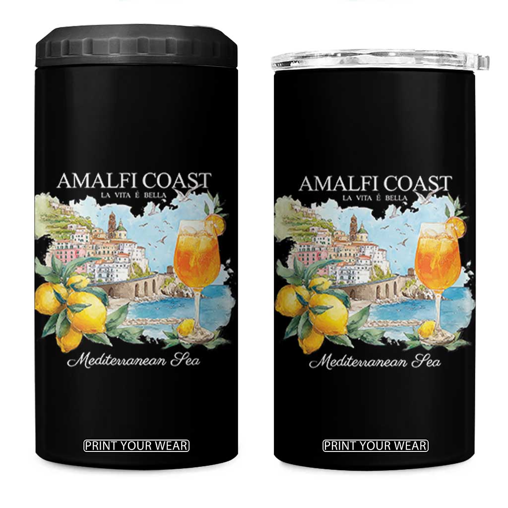 Amalfi Coast Italy Travel 4 in 1 Can Cooler Tumbler La Vita E Bella Lemon Travel Souvenir TS11 One Size: 16 oz Black Print Your Wear