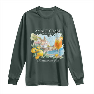 Amalfi Coast Italy Travel Long Sleeve Shirt La Vita E Bella Lemon Travel Souvenir TS11 Dark Forest Green Print Your Wear