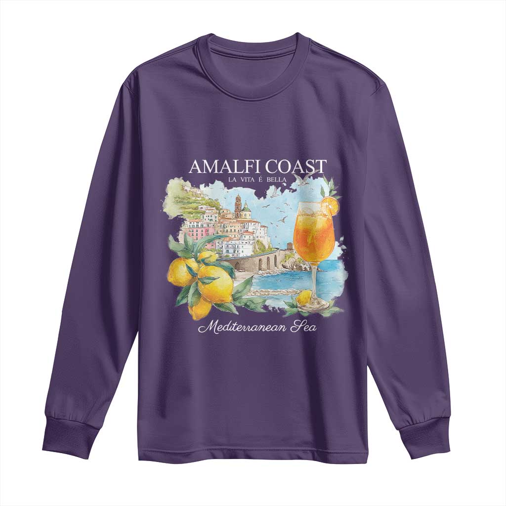 Amalfi Coast Italy Travel Long Sleeve Shirt La Vita E Bella Lemon Travel Souvenir TS11 Purple Print Your Wear