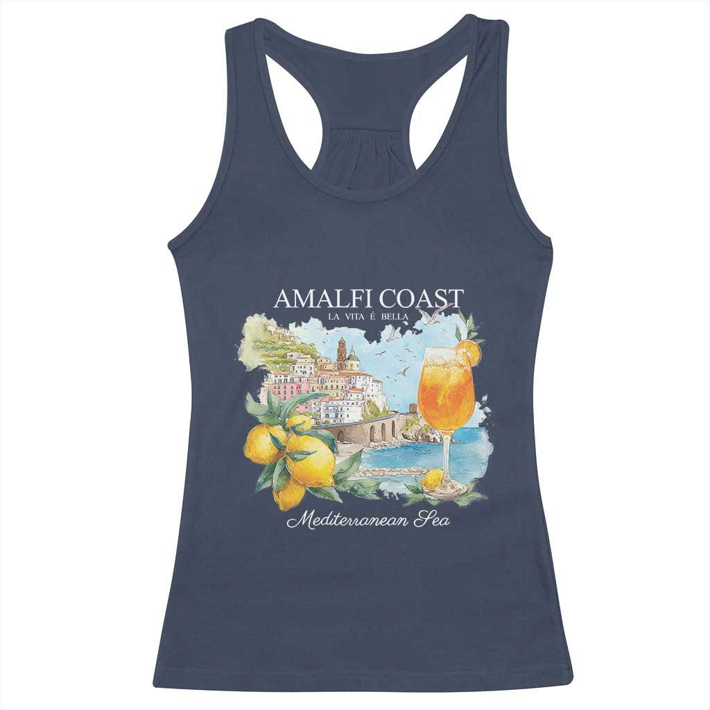 Amalfi Coast Italy Travel Racerback Tank Top La Vita E Bella Lemon Travel Souvenir TS11 Navy Print Your Wear