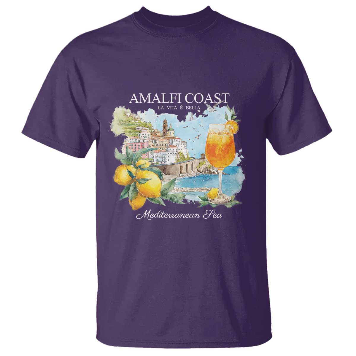 Amalfi Coast Italy Travel T Shirt La Vita E Bella Lemon Travel Souvenir TS11 Purple Print Your Wear