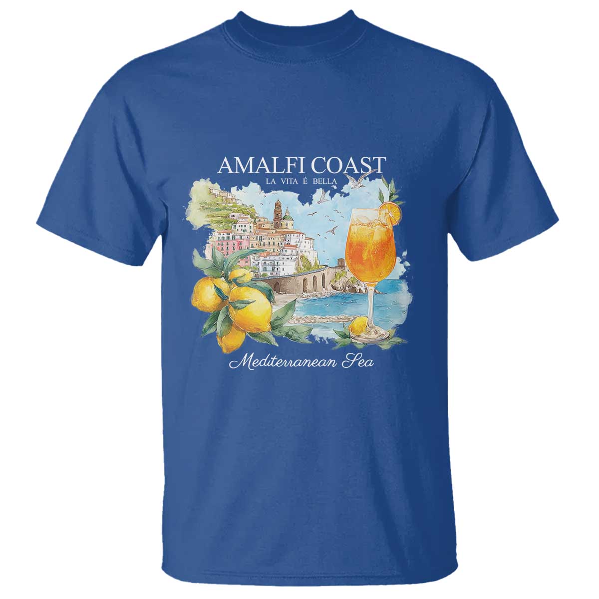 Amalfi Coast Italy Travel T Shirt La Vita E Bella Lemon Travel Souvenir TS11 Royal Blue Print Your Wear