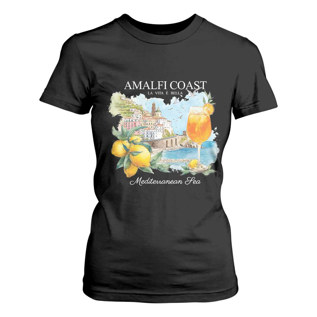 Amalfi Coast Italy Travel T Shirt For Women La Vita E Bella Lemon Travel Souvenir TS11 Black Print Your Wear