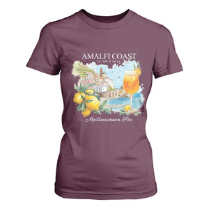 Amalfi Coast Italy Travel T Shirt For Women La Vita E Bella Lemon Travel Souvenir TS11 Maroon Print Your Wear