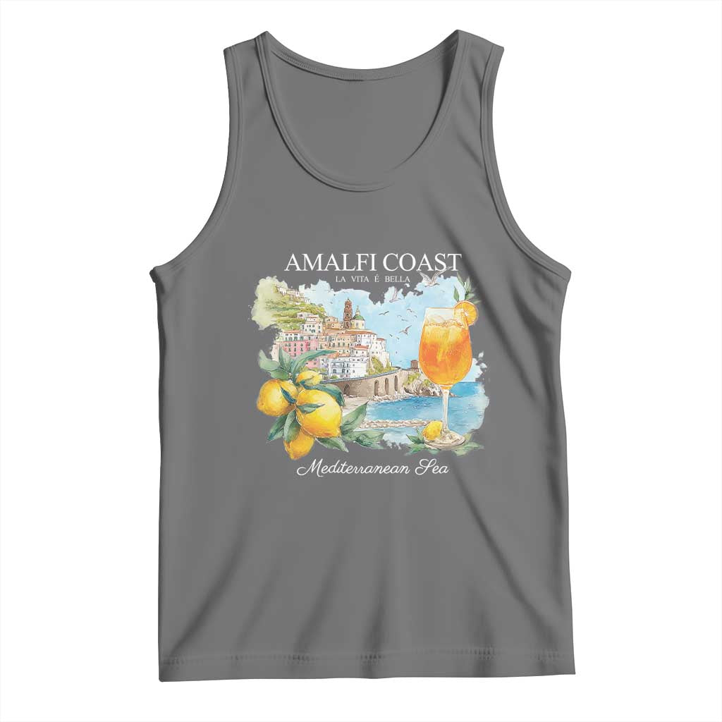 Amalfi Coast Italy Travel Tank Top La Vita E Bella Lemon Travel Souvenir TS11 Black Heather Print Your Wear